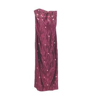 Jessica McClintock Gunne Sax Strapless Corset Satin Embroidered Dress Size 5 Y2K